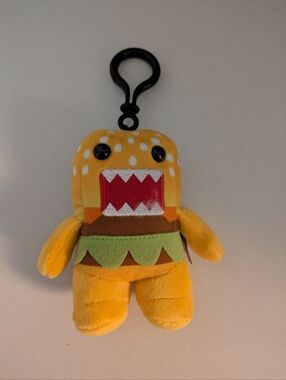 Domo Kun Plush Keychain with Yellow & Green Polka Dot Design Hamburger